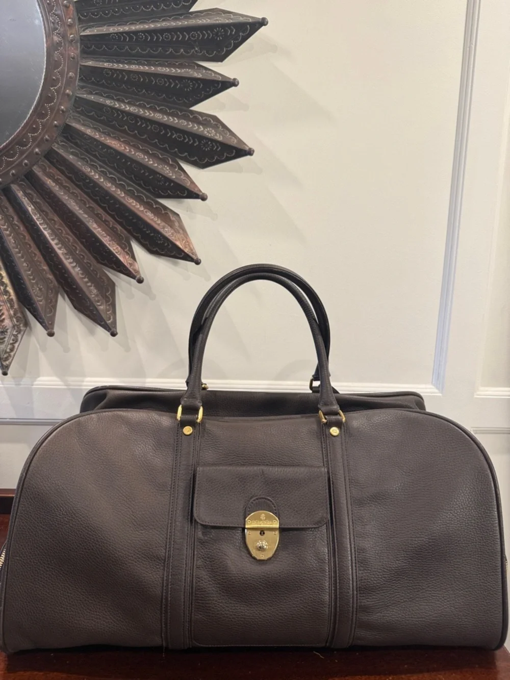 Brooks Brothers Brown Leather Duffle Weekender Bag
